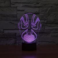 LED Colorful Night Lamp, ABS Plastic, with Acrylic, Beijing Opera Mask, with USB interface & change color automaticly 