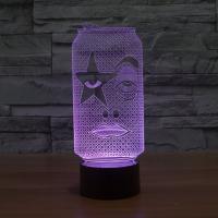 LED Colorful Night Lamp, ABS Plastic, with Acrylic, Pop Can, with USB interface & change color automaticly 