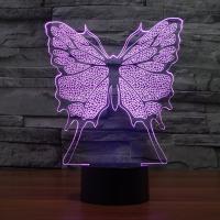 LED Colorful Night Lamp, ABS Plastic, with Acrylic, Butterfly, with USB interface & change color automaticly 