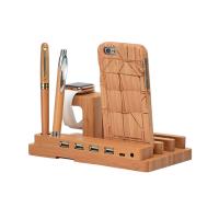 Wood Mobile Phone Charger Holder, with USB interface & detachable & with magnetic 