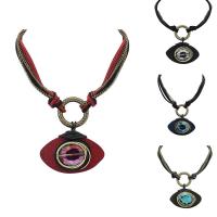 Zinc Alloy Necklace, with Velveteen & Crystal, Horse Eye, antique bronze color plated, twist oval chain & for woman & faceted lead & cadmium free, 360mm Approx 14 Inch 