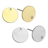 Brass Earring Stud Component, Flat Round, plated, with loop Approx 0.8mm 