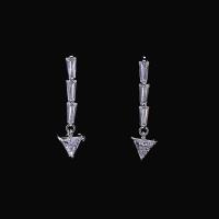 Cubic Zircon Brass Earring, Triangle, platinum plated, for woman & with cubic zirconia, nickel, lead & cadmium free, 10mm 
