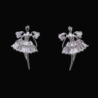 Cubic Zircon Brass Earring, Girl, platinum plated, for woman & with cubic zirconia, nickel, lead & cadmium free, 15mm 