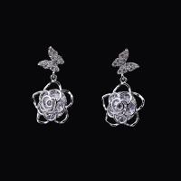 Cubic Zircon Brass Earring, Butterfly, platinum plated, for woman & with cubic zirconia, nickel, lead & cadmium free, 15mm 