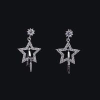 Cubic Zircon Brass Earring, Star, platinum plated, micro pave cubic zirconia & for woman, nickel, lead & cadmium free, 20mm 