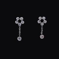 Cubic Zircon Brass Earring, Flower, platinum plated, for woman & with cubic zirconia, nickel, lead & cadmium free, 20mm 