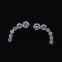 Cubic Zircon Brass Earring, platinum plated, for woman & with cubic zirconia, nickel, lead & cadmium free, 15mm 