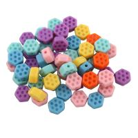 Perles acryliques nature, Acrylique, hexagone, couleur solide, couleurs mélangées Environ 0.5mm, Environ Vendu par sac