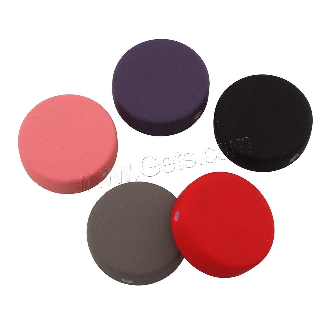 Rubberized Acrylic Beads, Flat Round, mixed colors, 22x22x7.5mm, Hole:Approx 1mm, Approx 163PCs/Bag, Sold By Bag