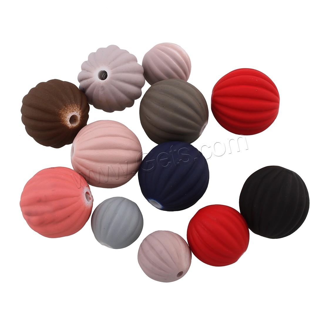 Rubberized Acrylic Beads, Round, different size for choice, mixed colors, Hole:Approx 1mm, Sold By Bag