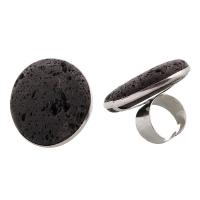 lava Anillo de dedo abierto, con metal, unisexo & ajustable, Negro, 41x35mm, tamaño:10, Vendido por UD