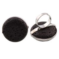Lava Open Finger Ring, with Brass, Unisex & adjustable, black US Ring 