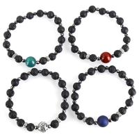 Lava Bracelet, with Gemstone & Zinc Alloy, antique silver color plated & Unisex, 12mm, 8mm Approx 7 Inch 