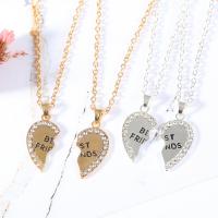 Rhinestone Zinc Alloy Necklace, zinc alloy lobster clasp, with 1.9lnch extender chain, Heart, word best friend, plated, oval chain & for woman & enamel & with rhinestone 450mm Approx 17.7 Inch 