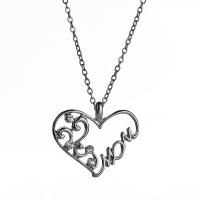 Rhinestone Zinc Alloy Necklace, zinc alloy lobster clasp, with 1.9lnch extender chain, Heart, word love mom, plumbum black color plated, oval chain & for woman & with rhinestone & hollow 40mm Approx 15.7 Inch 