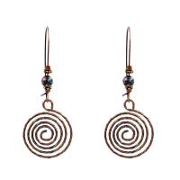 Porcelain Jewelry Earring, Zinc Alloy, with Porcelain, iron earring hook, Flat Round, antique copper color plated, bluing & for woman, lead & cadmium free 