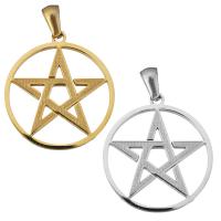 Stainless Steel Star Pendant, pentagram, plated, polished Approx 
