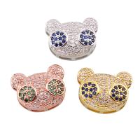 Cubic Zirconia Micro Pave Brass Beads, Bear, plated, micro pave cubic zirconia nickel, lead & cadmium free Approx 1mm 