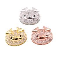 Cubic Zirconia Micro Pave Brass Beads, Pig, plated, micro pave cubic zirconia nickel, lead & cadmium free Approx 2mm 