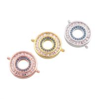 Cubic Zirconia Micro Pave Brass Connector, Flat Round, plated, micro pave cubic zirconia & 1/1 loop nickel, lead & cadmium free Approx 1.5mm 