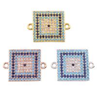 Cubic Zirconia Micro Pave Brass Connector, Square, plated, micro pave cubic zirconia & 1/1 loop nickel, lead & cadmium free Approx 1mm 