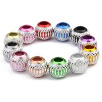 Aluminium Großes Loch Perlen, Trommel, Spritzlackierung, gemischte Farben, 11x13mm, Bohrung:ca. 5.2mm, 30PCs/Tasche, verkauft von Tasche