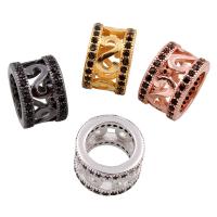 Large Hole Brass Beads, Column, plated, micro pave cubic zirconia nickel, lead & cadmium free Approx 