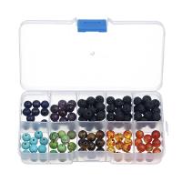 Lava Beads, with Plastic Box & Gemstone, Round, 8mm Approx 1mm 