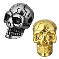 Stainless Steel European Beads, Skull, plated, without troll Approx 5mm 