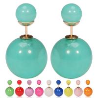 Acrylic Double Faced Stud Earring, with Glass, stainless steel post pin, imitation pearl & for woman 