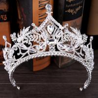 Bridal Tiaras, Zinc Alloy, with Crystal, Crown, silver color plated, for bridal & faceted & with rhinestone, lead & cadmium free, 105mm 