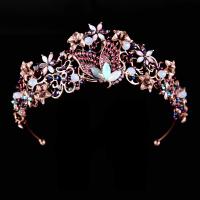 Bridal Tiaras, Zinc Alloy, with Crystal, Crown, antique copper color plated, for bridal & faceted & with rhinestone, lead & cadmium free, 60mm 