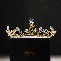 Bridal Tiaras, Zinc Alloy, with Crystal, Crown, gold color plated, for bridal & faceted & with rhinestone, lead & cadmium free, 55mm 