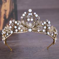 Bridal Tiaras, Zinc Alloy, with Crystal, Crown, antique bronze color plated, for bridal & faceted & with rhinestone, lead & cadmium free, 60mm 
