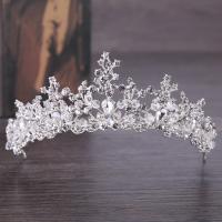 Bridal Tiaras, Zinc Alloy, with Crystal, Crown, platinum color plated, for bridal & faceted & with rhinestone, lead & cadmium free, 80mm 