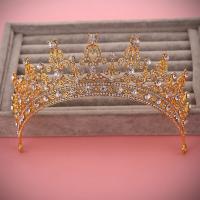 Bridal Tiaras, Zinc Alloy, with Crystal, Crown, gold color plated, for bridal & faceted & with rhinestone, lead & cadmium free, 60mm 