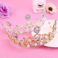 Bridal Tiaras, Zinc Alloy, with ABS Plastic Pearl & Crystal, Crown, plated, for bridal & faceted & with rhinestone lead & cadmium free, 50mm 