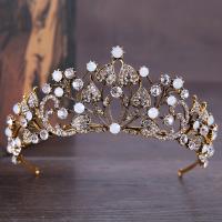 Bridal Tiaras, Zinc Alloy, with Crystal, Crown, antique bronze color plated, for bridal & faceted & with rhinestone, lead & cadmium free, 65mm 