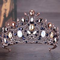 Bridal Tiaras, Zinc Alloy, with Crystal, Crown, antique copper color plated, for bridal & faceted & with rhinestone, lead & cadmium free, 65mm 