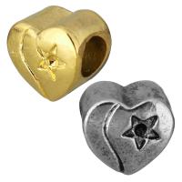 Stainless Steel European Beads Setting, Heart, plated, with star pattern & without troll Approx 5mm, Inner Approx 1mm 