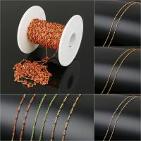 Stainless Steel Chain, with plastic spool & Resin, gold color plated, oval chain 