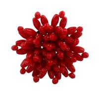 Koralle Fingerring, Natürliche Koralle, mit Kristall, einstellbar & für Frau & facettierte, 45x45x14mm, Größe:7-10, verkauft von PC