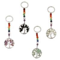 Brass Key Chain, with Gemstone, silver color plated & for woman 25mm, 105mm 