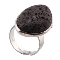 lava Anillo de dedo abierto, con metal, Ojo de Caballo, unisexo & ajustable, Negro, 19x29x29mm, tamaño:7.5, Vendido por UD