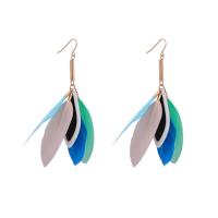 Fashion Feather Earring , Zinc Alloy, with Feather, iron earring hook, gold color plated, for woman, lead & cadmium free 