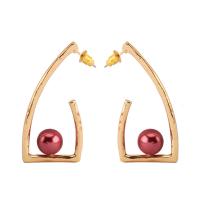 Plastic Pearl Zinc Alloy Earring, with ABS Plastic Pearl, stainless steel post pin, gold color plated, for woman lead & cadmium free 