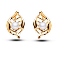 Zinc Alloy Stud Earring, with Shell Pearl, plated, for woman & hollow 