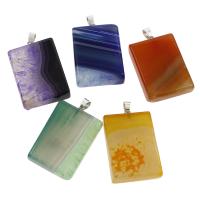 Lace Agate Pendants, with brass bail, Squaredelle, mixed colors Approx 