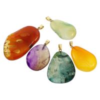 Lace Agate Pendants, with brass bail, mixed colors - Approx 